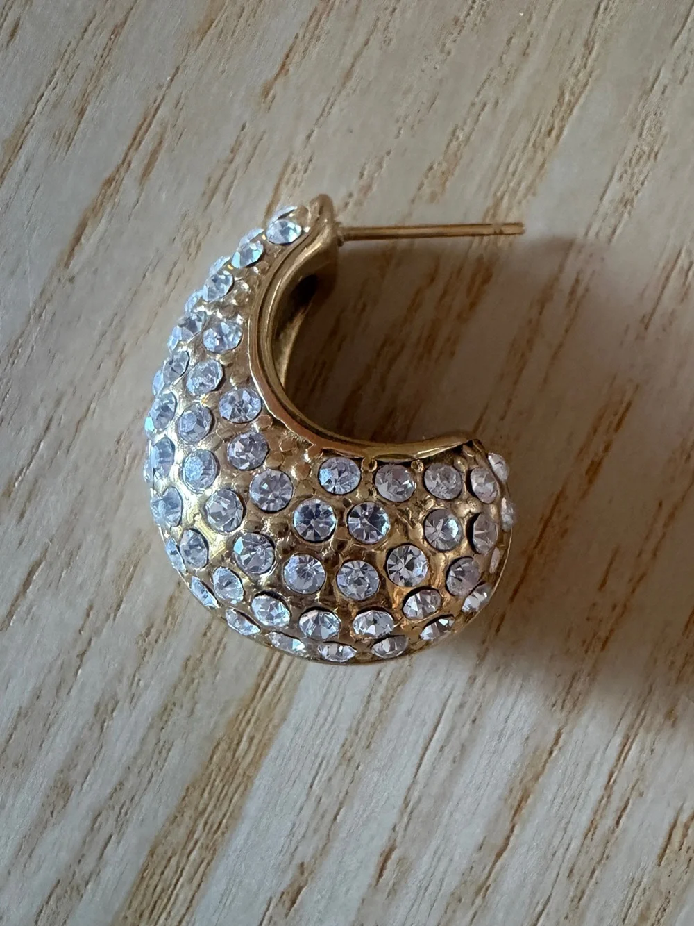 Rhinestone earrings/ Gold Braided Hoop Earrings - 3 pairs